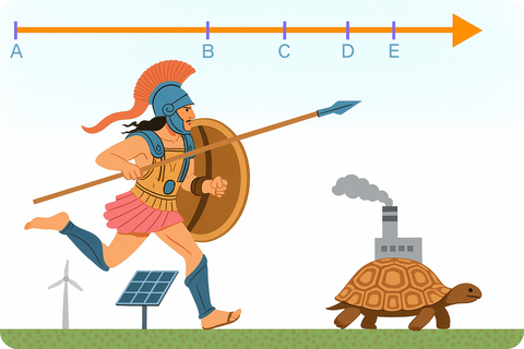 Achille rinnovabile vs tartaruga fossile